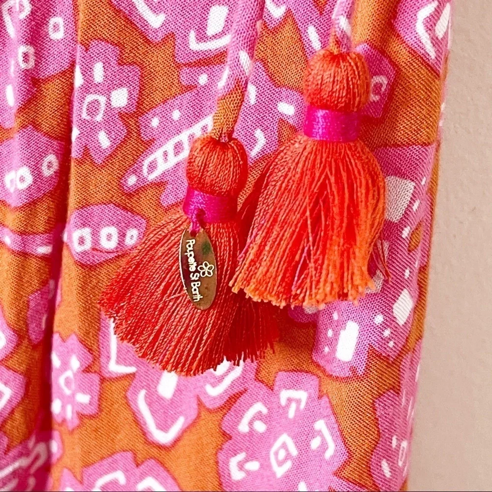 Poupette St. Barth Pink & Orange Egypt Floral Tasseled Ollie Maxi Skirt XS - Picture 5 of 8